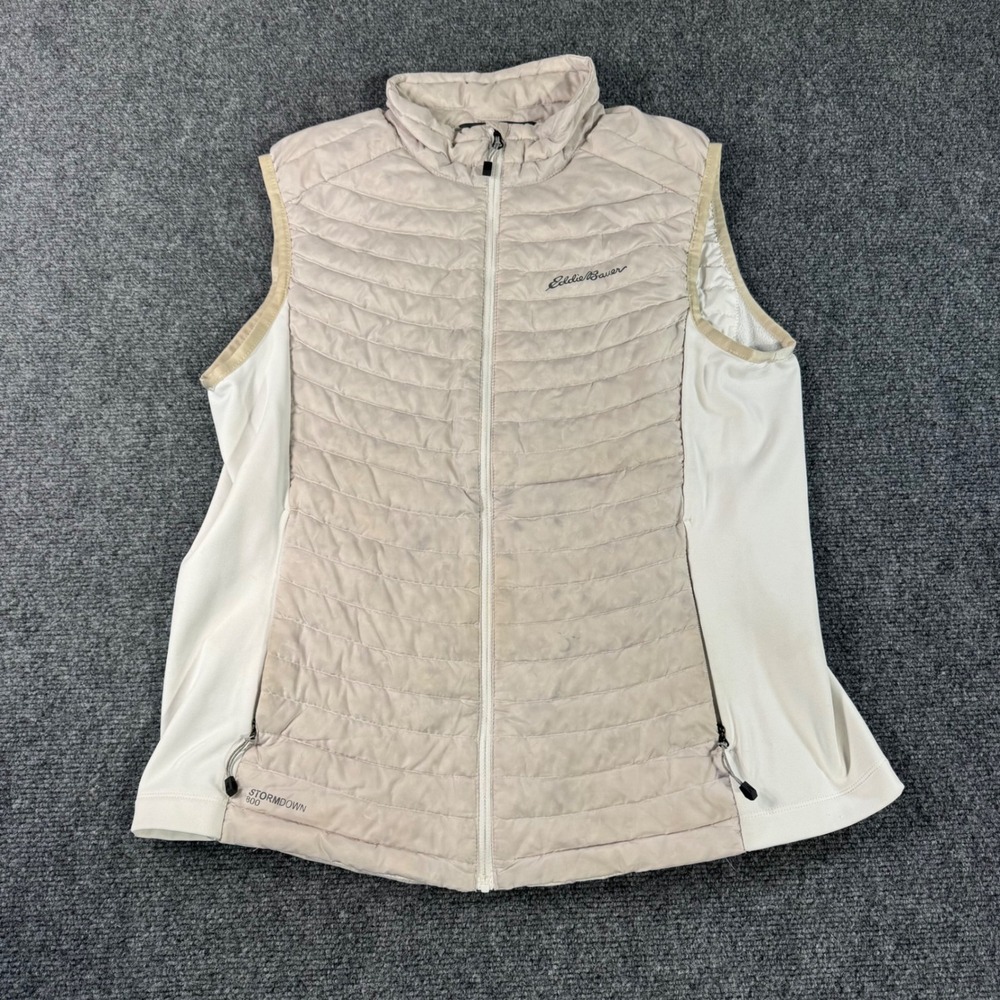 Eddie Bauer First Ascent StormDown 800 Vest Womens Large Cream Hybrid Puffer